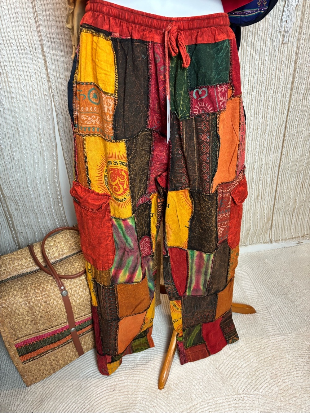 Patchwork Bohemian Men's Cargo Pants - Multicolor
